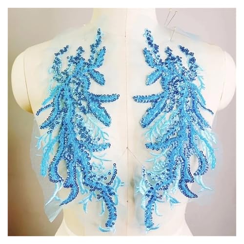 YDYAENIO 1Pcs Colorful Sequins Beads Lace Evening Dress Chest Applique Decoration Dance Clothing Headwear Accessories 35X10cm für Hochzeitskleid Kostüme(Color8) von YDYAENIO