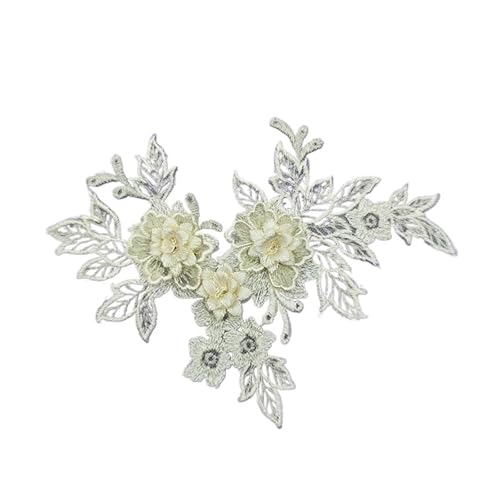 YDYAENIO 1pair Embroidered Lace On Flower Wedding Dress Accessories Lace Stickers Bridal Dress Decoration für Hochzeitskleid Kostüme(Color 1) von YDYAENIO