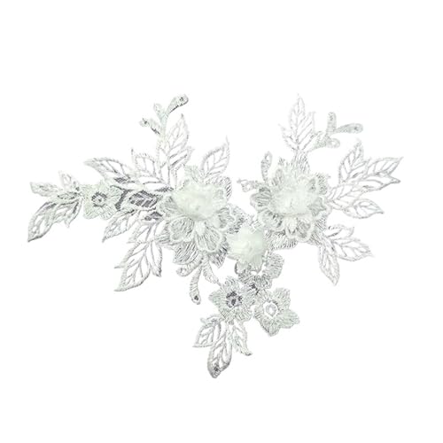 YDYAENIO 1pair Embroidered Lace On Flower Wedding Dress Accessories Lace Stickers Bridal Dress Decoration für Hochzeitskleid Kostüme(Color 2) von YDYAENIO