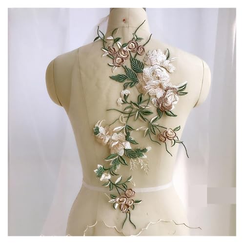 YDYAENIO 2 Piece Flower Embroidery Sew On Patches DIY Clothes Sewing Floral Repair for Clothing Accessories für Hochzeitskleid Kostüme(Style 15) von YDYAENIO