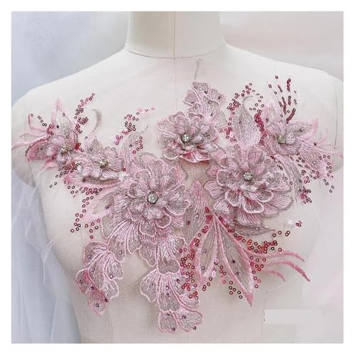 YDYAENIO 2 Piece Flower Embroidery Sew On Patches DIY Clothes Sewing Floral Repair for Clothing Accessories für Hochzeitskleid Kostüme(Style 18) von YDYAENIO