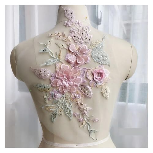 YDYAENIO 2 Piece Flower Embroidery Sew On Patches DIY Clothes Sewing Floral Repair for Clothing Accessories für Hochzeitskleid Kostüme(Style 19) von YDYAENIO