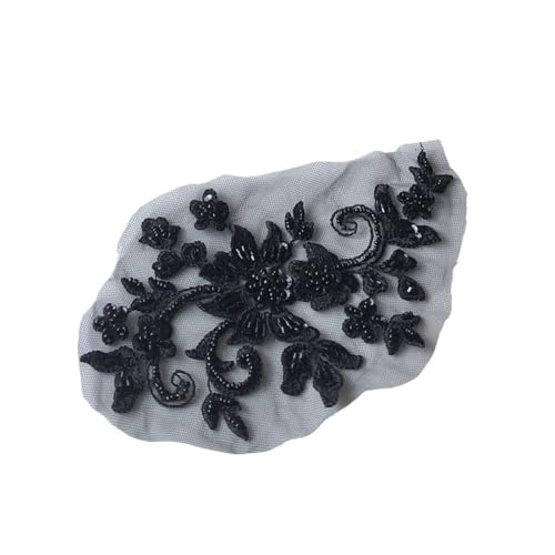 YDYAENIO 2Pcs 3D Flower Beaded Embroidery Patch Mesh Fabric Lace Applique Sew Wedding Dress Clothes Decoration für Hochzeitskleid Kostüme(Color1) von YDYAENIO