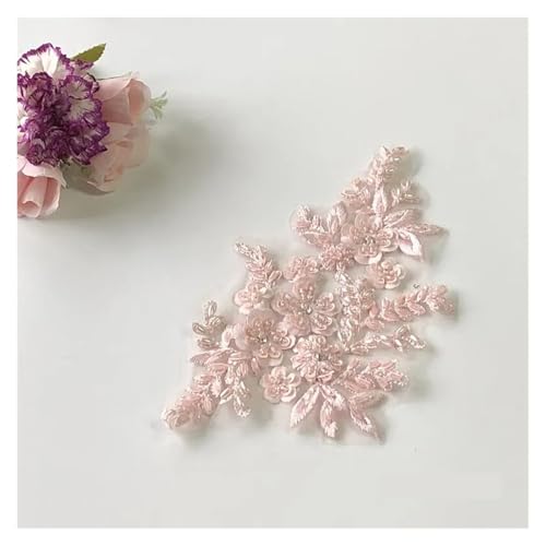 YDYAENIO 2Pcs 3D Flower Beaded Embroidery Patch Mesh Fabric Lace Applique Sew Wedding Dress Clothes Decoration für Hochzeitskleid Kostüme(Color10) von YDYAENIO