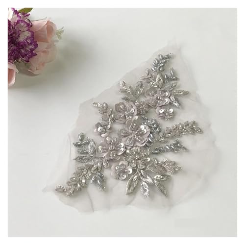 YDYAENIO 2Pcs 3D Flower Beaded Embroidery Patch Mesh Fabric Lace Applique Sew Wedding Dress Clothes Decoration für Hochzeitskleid Kostüme(Color12) von YDYAENIO