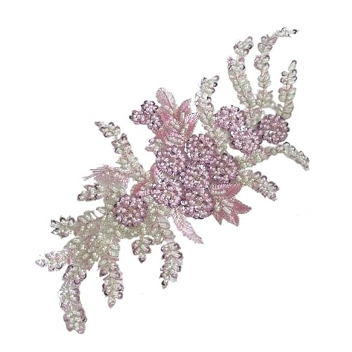 YDYAENIO 2Pcs 3D Flower Beaded Embroidery Patch Mesh Fabric Lace Applique Sew Wedding Dress Clothes Decoration für Hochzeitskleid Kostüme(Color13) von YDYAENIO