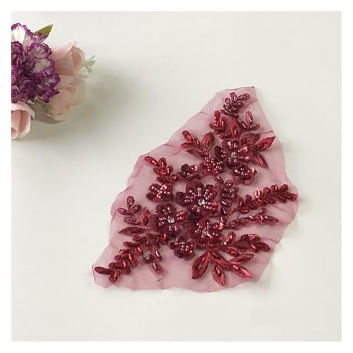 YDYAENIO 2Pcs 3D Flower Beaded Embroidery Patch Mesh Fabric Lace Applique Sew Wedding Dress Clothes Decoration für Hochzeitskleid Kostüme(Color14) von YDYAENIO