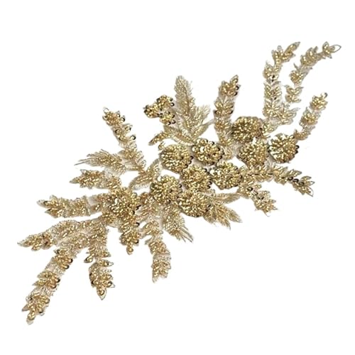 YDYAENIO 2Pcs 3D Flower Beaded Embroidery Patch Mesh Fabric Lace Applique Sew Wedding Dress Clothes Decoration für Hochzeitskleid Kostüme(Color18) von YDYAENIO