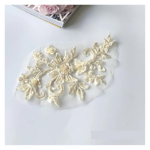 YDYAENIO 2Pcs 3D Flower Beaded Embroidery Patch Mesh Fabric Lace Applique Sew Wedding Dress Clothes Decoration für Hochzeitskleid Kostüme(Color19) von YDYAENIO