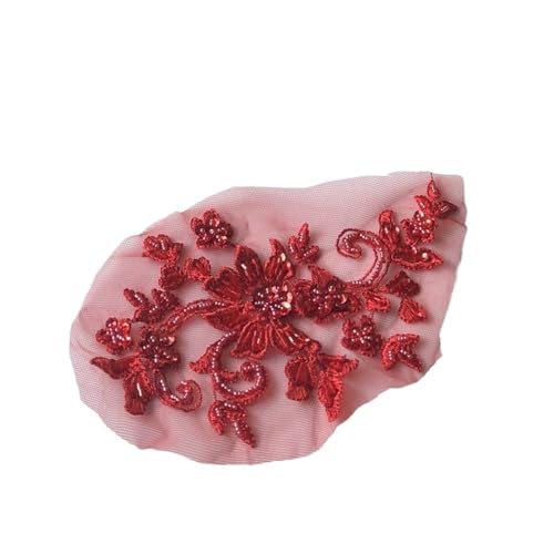 YDYAENIO 2Pcs 3D Flower Beaded Embroidery Patch Mesh Fabric Lace Applique Sew Wedding Dress Clothes Decoration für Hochzeitskleid Kostüme(Color2) von YDYAENIO