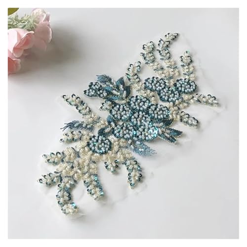 YDYAENIO 2Pcs 3D Flower Beaded Embroidery Patch Mesh Fabric Lace Applique Sew Wedding Dress Clothes Decoration für Hochzeitskleid Kostüme(Color20) von YDYAENIO