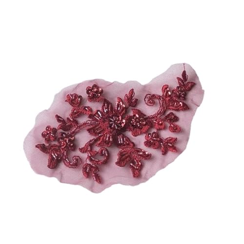 YDYAENIO 2Pcs 3D Flower Beaded Embroidery Patch Mesh Fabric Lace Applique Sew Wedding Dress Clothes Decoration für Hochzeitskleid Kostüme(Color21) von YDYAENIO
