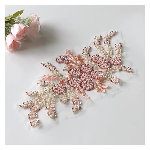 YDYAENIO 2Pcs 3D Flower Beaded Embroidery Patch Mesh Fabric Lace Applique Sew Wedding Dress Clothes Decoration für Hochzeitskleid Kostüme(Color23) von YDYAENIO