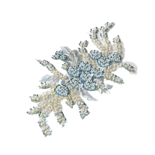 YDYAENIO 2Pcs 3D Flower Beaded Embroidery Patch Mesh Fabric Lace Applique Sew Wedding Dress Clothes Decoration für Hochzeitskleid Kostüme(Color24) von YDYAENIO