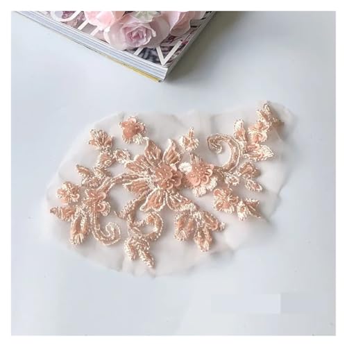 YDYAENIO 2Pcs 3D Flower Beaded Embroidery Patch Mesh Fabric Lace Applique Sew Wedding Dress Clothes Decoration für Hochzeitskleid Kostüme(Color25) von YDYAENIO