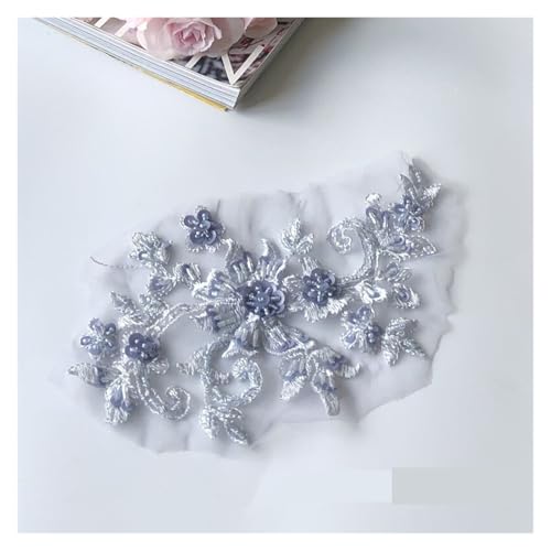 YDYAENIO 2Pcs 3D Flower Beaded Embroidery Patch Mesh Fabric Lace Applique Sew Wedding Dress Clothes Decoration für Hochzeitskleid Kostüme(Color3) von YDYAENIO