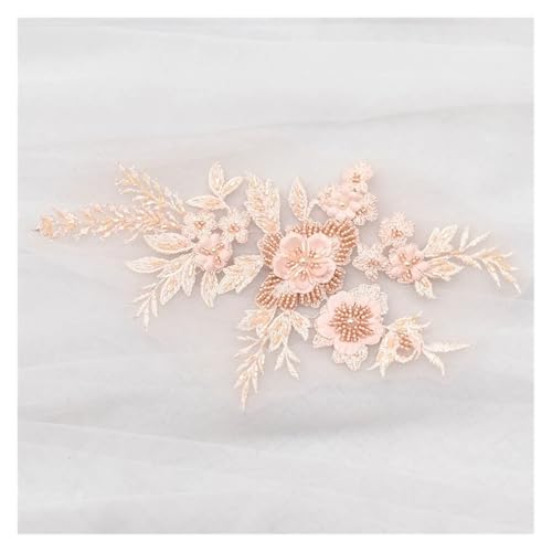 YDYAENIO 2Pcs 3D Flower Beaded Embroidery Patch Mesh Fabric Lace Applique Sew Wedding Dress Clothes Decoration für Hochzeitskleid Kostüme(Color9) von YDYAENIO