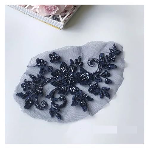 YDYAENIO 2Pcs 3D Flower Beaded Embroidery Patch Mesh Fabric Lace Applique Sew Wedding Dress Clothes Decoration für Hochzeitskleid Kostüme(Purple) von YDYAENIO