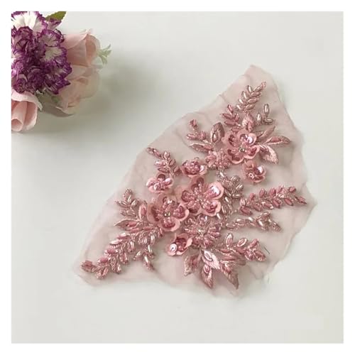 YDYAENIO 2Pcs 3D Flower Beaded Embroidery Patch Mesh Fabric Lace Applique Sew Wedding Dress Clothes Decoration für Hochzeitskleid Kostüme(Sky Blue) von YDYAENIO