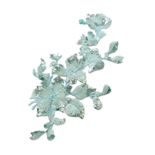 YDYAENIO 3Pc Sequin Flower Floral Glitter Lace Applique Sewing Trims Patch Wedding Decoration DIY Craft 30X15cm für Hochzeitskleid Kostüme(Color 10) von YDYAENIO