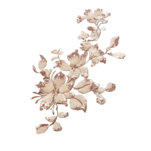 YDYAENIO 3Pc Sequin Flower Floral Glitter Lace Applique Sewing Trims Patch Wedding Decoration DIY Craft 30X15cm für Hochzeitskleid Kostüme(Color 13) von YDYAENIO