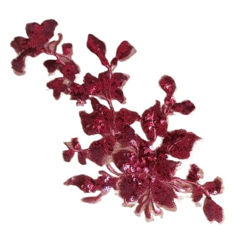 YDYAENIO 3Pc Sequin Flower Floral Glitter Lace Applique Sewing Trims Patch Wedding Decoration DIY Craft 30X15cm für Hochzeitskleid Kostüme(Color 2) von YDYAENIO