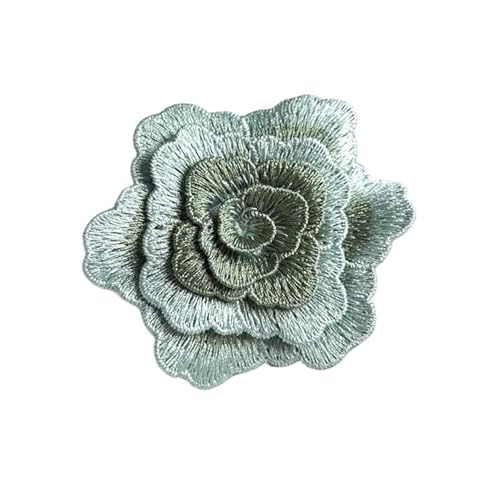 YDYAENIO 3Ps 8CM Rose Flower Patches Embroidery Lace Applique Sewing On Clothes Wedding Dress Cap Decor Patch für Hochzeitskleid Kostüme(Green) von YDYAENIO
