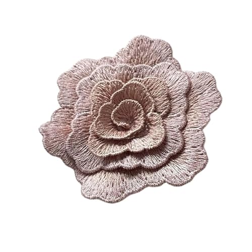 YDYAENIO 3Ps 8CM Rose Flower Patches Embroidery Lace Applique Sewing On Clothes Wedding Dress Cap Decor Patch für Hochzeitskleid Kostüme(Pink) von YDYAENIO
