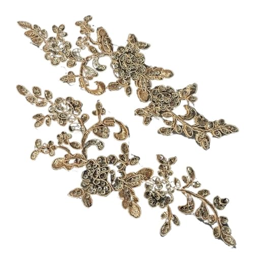 YDYAENIO 4Pcs 24x8cm Embroidered Sequins Lace Applique Wedding Accessories für Hochzeitskleid Kostüme YDYAENIO 4Pcs 24x8cm Embroidered Sequins Lace Applique Wedding Accessories für Hochzeitskleid Kostüme von YDYAENIO