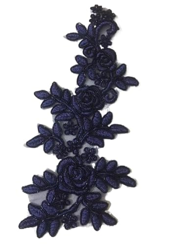 YDYAENIO 4Pcs Lace Appliques Embroider Patch Wedding Dress Lace Decoration 19X8cm für Hochzeitskleid Kostüme(Dark Blue) von YDYAENIO