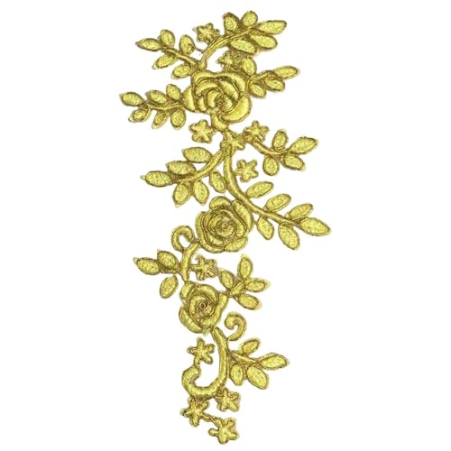 YDYAENIO 4Pcs Lace Appliques Embroider Patch Wedding Dress Lace Decoration 19X8cm für Hochzeitskleid Kostüme(Gold) von YDYAENIO