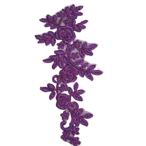 YDYAENIO 4Pcs Lace Appliques Embroider Patch Wedding Dress Lace Decoration 19X8cm für Hochzeitskleid Kostüme(Purple) von YDYAENIO