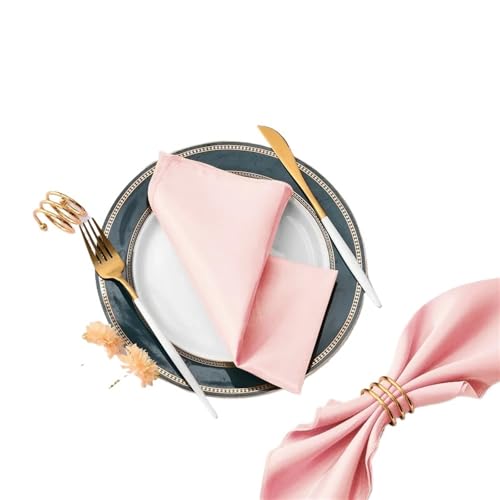 YDYAENIO 50 Stück 30 cm quadratische Tischservietten aus Satinstoff, Servietten-Einstecktuch for Hochzeit, Geburtstag, Home-Party, Hotel, Gold/Weiß für Hotel, Mittagessen(Color 1) von YDYAENIO