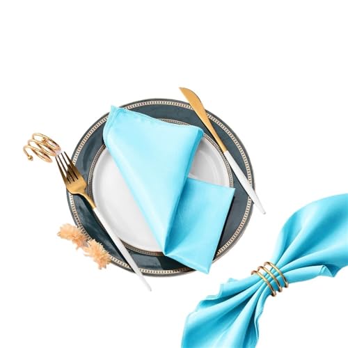 YDYAENIO 50 Stück 30 cm quadratische Tischservietten aus Satinstoff, Servietten-Einstecktuch for Hochzeit, Geburtstag, Home-Party, Hotel, Gold/Weiß für Hotel, Mittagessen(Color 4) von YDYAENIO