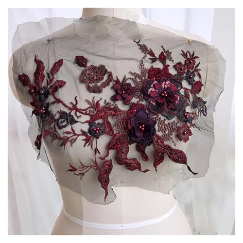 YDYAENIO 5Pcs Flowers Beaded Lace Fabrics Applique Embroidery Sewing On Patches for Wedding Dress Clothing Patches für Hochzeitskleid Kostüme(Color1) von YDYAENIO
