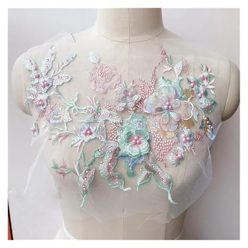 YDYAENIO 5Pcs Flowers Beaded Lace Fabrics Applique Embroidery Sewing On Patches for Wedding Dress Clothing Patches für Hochzeitskleid Kostüme(Color2) von YDYAENIO