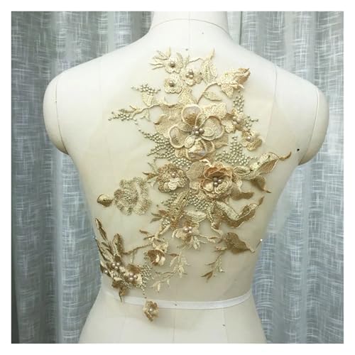 YDYAENIO 5Pcs Flowers Beaded Lace Fabrics Applique Embroidery Sewing On Patches for Wedding Dress Clothing Patches für Hochzeitskleid Kostüme(Color3) von YDYAENIO