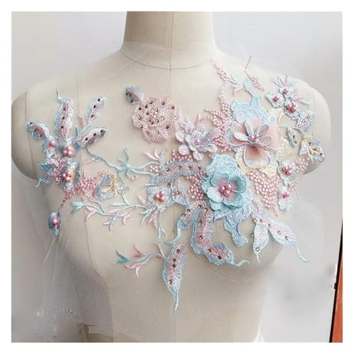YDYAENIO 5Pcs Flowers Beaded Lace Fabrics Applique Embroidery Sewing On Patches for Wedding Dress Clothing Patches für Hochzeitskleid Kostüme(Color4) von YDYAENIO
