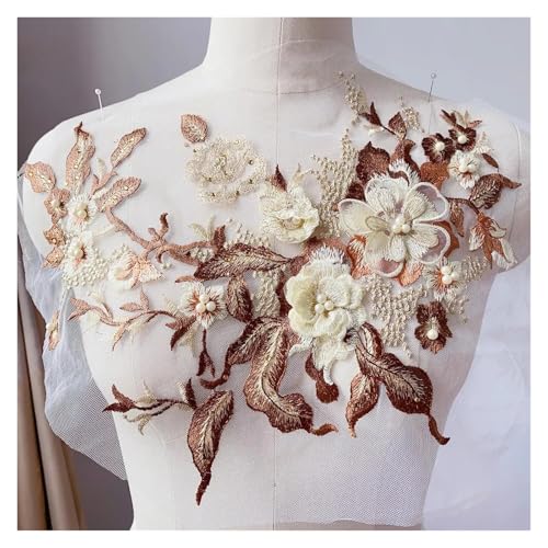YDYAENIO 5Pcs Flowers Beaded Lace Fabrics Applique Embroidery Sewing On Patches for Wedding Dress Clothing Patches für Hochzeitskleid Kostüme(Color6) von YDYAENIO