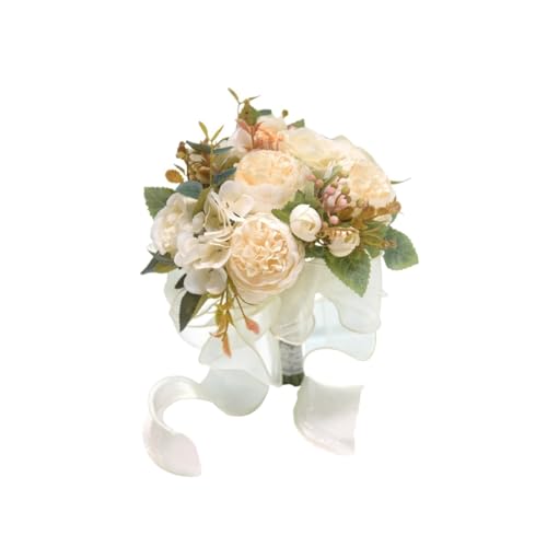 YDYAENIO Braut Brautjungfer Hochzeitsstrauß Romantischer Brauthochzeits-Wurfstrauß for Party Foto Jahrestag Zeremonie Dekoration für Haus Hochzeit(White) von YDYAENIO