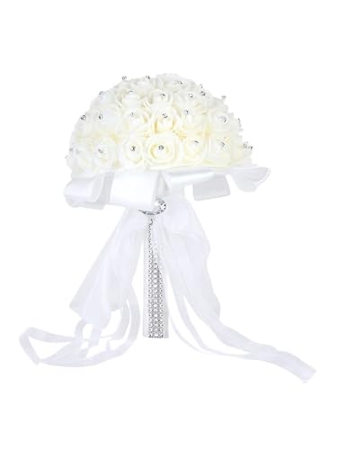 YDYAENIO Braut Hochzeit Hält Blumen Schaum Simulation Blume Weiße Rose Bouquet Hochzeit für Haus Hochzeit YDYAENIO Braut Hochzeit Hält Blumen Schaum Simulation Blume Weiße Rose Bouquet Hochzeit für Haus Hochzeit von YDYAENIO