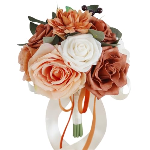 YDYAENIO Brautsträuße for Brautjungfern, 17,8 cm, künstliche Rosen, for Werfen, for die Dekoration der Hochzeitszeremonie im Herbst für Haus Hochzeit(Color1) von YDYAENIO