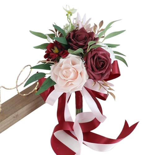 YDYAENIO Brautsträuße for Brautjungfern, 17,8 cm, künstliche Rosen, for Werfen, for die Dekoration der Hochzeitszeremonie im Herbst für Haus Hochzeit(Color3) von YDYAENIO