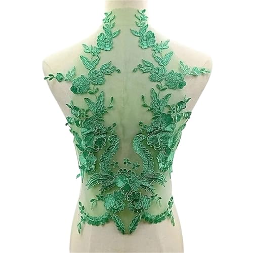 YDYAENIO Embroidered Lace Applique Sewing Flower Fabric Collar Patch for Wedding Party Gown Bridal Dress Clothes DIY Crafts für Hochzeitskleid Kostüme(Green) von YDYAENIO