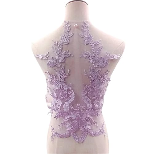 YDYAENIO Embroidered Lace Applique Sewing Flower Fabric Collar Patch for Wedding Party Gown Bridal Dress Clothes DIY Crafts für Hochzeitskleid Kostüme(Purple) von YDYAENIO
