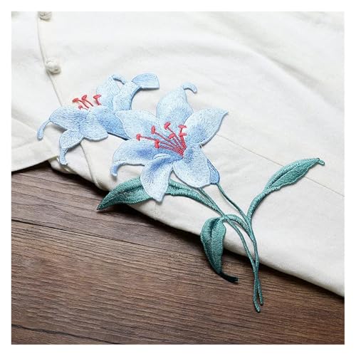 YDYAENIO Embroidery Flower Patches for Clothing Bag Decoration, Small Hole Repair Accessories für Hochzeitskleid Kostüme(Light Blue) von YDYAENIO