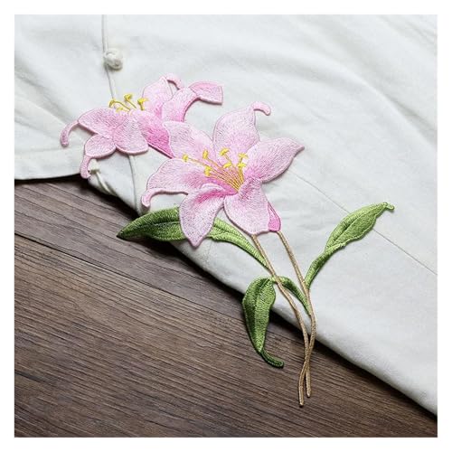 YDYAENIO Embroidery Flower Patches for Clothing Bag Decoration, Small Hole Repair Accessories für Hochzeitskleid Kostüme(Pink) von YDYAENIO