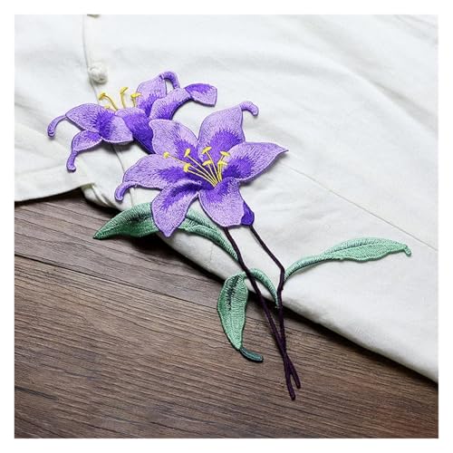 YDYAENIO Embroidery Flower Patches for Clothing Bag Decoration, Small Hole Repair Accessories für Hochzeitskleid Kostüme(Purple) von YDYAENIO