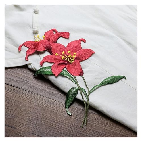 YDYAENIO Embroidery Flower Patches for Clothing Bag Decoration, Small Hole Repair Accessories für Hochzeitskleid Kostüme(Red) von YDYAENIO
