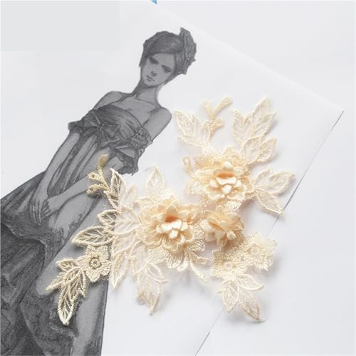 YDYAENIO Flower Embroidered Lace Applique with Flower DIY Lace Fabric Trim Craft Wedding Dress Patches für Hochzeitskleid Kostüme(Color 3) von YDYAENIO